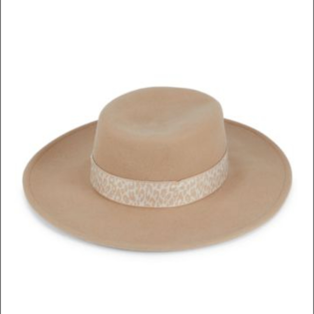 Wool San Diego🌴Hat Company Leopard 🐆 Trim, Fedora Hat 🆕 in tan/beige